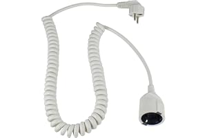 as - Schwabe Schutzkontakt-Spiralleitung bis 4 m dehnbares Spiral-Kabel mit Schutzkontaktwickelstecker & Schutzkontaktkupplun