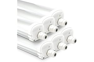 HOFTRONIC - Lot de 6 Réglette LED 120 cm - IP65 extérieur étanche - 36W 4230 Lumens - 4000K neutre blanc - Connectable - pour Cave, Garage, et l'entrepôt - Lampe Fluorescente LED étanche