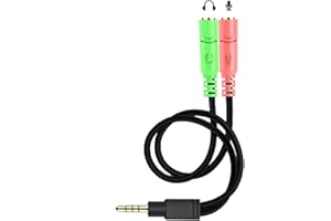 ENVEL Kit adattatore per cuffie con jack da 3,5 mm per PC, Mac, PS4, smartphone, tablet con auricolare/microfono contemporaneamente Y Splitter Audio 2 femmina a 1 maschio