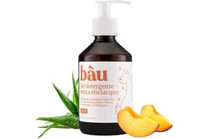 BÀU Bau Cosmesi Gel Detergente Senza Risciacquo, Shampoo Secco per Cani, Igienizzante e Idratante - Senza Parabeni e Siliconi, Naturale e Bio con Aloe Vera - Pesca, 250 ml