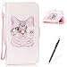 Produktbild Feeltech HUAWEI Honor 4C Hülle,HUAWEI Honor 4C Magnet Leder Wallet Cover,Elegant Soft PU Kartenfach Extra Dünn Tasche Bunte Relife-Muster [Stand Funktion] Karte Halterung Klapp hülle Flip Book Design Case Flexible TPU Ultra Slim Inner Bumper Tasche mit Landyard [Free Stylus] für HUAWEI Honor 4C - Weiße Katze