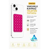 Cep Telefonu Tutucu Vantuzlu Vakumlu Kaymaz T&uuml;m Telefonlar ile Uyumlu Yapışkanlı Telefon Tutucu Neon Fuşya