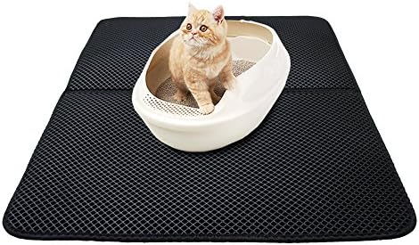 Cat Litter Mat, Foldable Waterproof Double-Layer Honeycomb Cat Feeding Mat, Litter-Trapping, Water-Proof, Non-Toxic Soft, Light EVA Foam Rubber,Easy Clean Hole Mat (S)