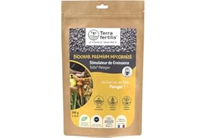 TERRA FERTILIS - Fertilisant Plantes spécial Potager - à base de Biochar Mycorhizé - Augmente la production et améliore la résistance des légumes - Réduit les besoins en arrosage et en engrais -500 g