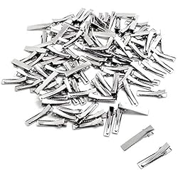 Pince Crocodile Cheveux BronaGrand 100 Pièces Clips de Cheveux en Crocodile en Métal, 3.2cm Pinces à Cheveux Barrette pour Cheveux DIY pour Femmes et Filles (Argenté)