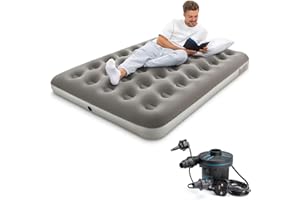 Bestway Premium Camping Double Airbed with Handheld Electric Pump, Inflatable Portable, Air Mattress, Outdoor Camping Bed