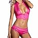 Produktbild Yvelands 2 Stück Set Sexy Verband Clubwear Stripper Lacker Unterwäsche(2XL, Pink)