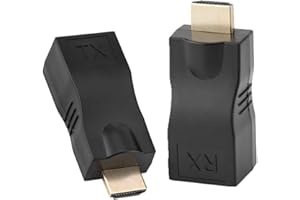 ERHUO 2PCS BLACK HDMI to RJ45 Extender, Receiver Network RJ45 Over Ethernet LAN Cat 5e / 6 / 6e, Support HDTV 1080P 3D