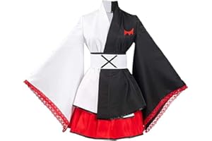 Jiumaocleu Japanese Kimono Anime for Women Girls Monokuma Cosplay Costume Black and White female Lolita Dress Halloween Fancy Dress Outfit