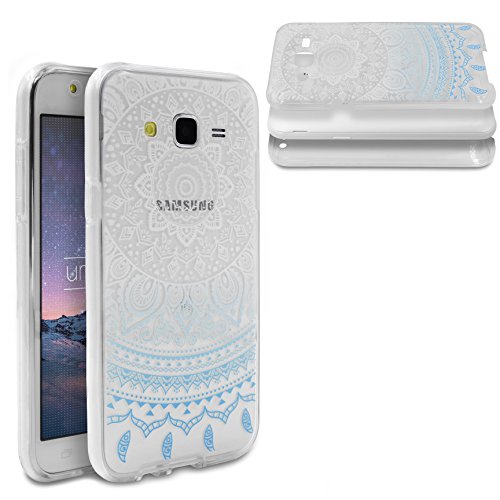 Urcover   Funda Galaxy J5 Edici  n 360 Grados Mandala Flexible Samsung Galaxy J5 Protecci  n Completa Delgada Antichoque Antigolpes Anticaidas Transparente en Azul