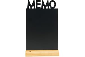 SECURIT - Lavagna Da Tavolo Silhouette Memo - Per Pennarelli A Gesso Liquido - Per Caffè, Ristoranti, Bar - Inserto Rimovibile - Base In Legno Laccato - 34,5x21x6cm - 1 Pennarello Bianco Incluso