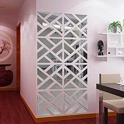 Beautyjourney 3D Miroir Stickers Muraux 32Pcs Acrylique ModèLe Mur Autocollant Diy Art Vinyle éLéGant DéCalque Maison DéCor Amovible Moderne Meubles Cuision Couverture Noir 800 X 200 X 10 mm (Argent)