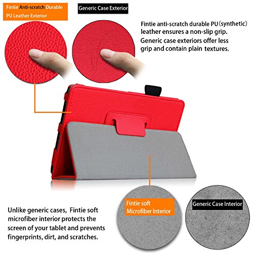 Fintie Odys Junior Tab 8 Pro Hülle Case – Slim Fit Folio Kunstleder Schutzhülle Cover Tasche mit Ständerfunktion und Stylus-Halterung für Odys Junior Tab 8 Pro 20,3cm (8 Zoll) Tablet-PC, Rot - 3