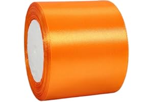 YAYAFUNFUN Cinta de Satén Ancho 100mm,Cinta Regalo Naranja,22m Seda Raso-Inta de Lazo,Cinta de Tela para Envolver regalos,Manualidades,Ramo de Novia,Globos,Cinta de Raso para Decoración de Recuerdos de Boda