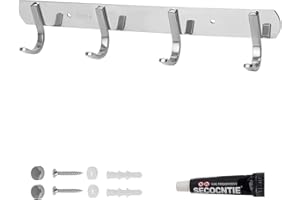 Guimey,Ganci Adesivi,Ganci Appendiabit,Acciaio Inox 304 per Bagno/Gancio per Cucina e Bagno (NessunaPunzonatura/Punzonatura) (4 ganci)
