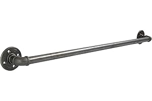 Natural Goods Berlin Barra de Ropa Pipe GARD Wall | Montaje en Pared Sencillo | Perchero Diseño Industrial | Burras para la Ropa de Metal | Armario Hazlo-Tú-Mismo de Hierro Maleable | 6x90 cm