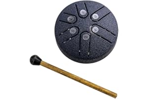 CARROTERR Rain Drum for Outside Garden, Rain Drum Instrument for Outside, Steel Tongue Drum Rain Chime, Drum Rain Chime Waterproof, 3 Inch 6 Note Steel Hand Drum with Bag, for Camping, Meditation or Yoga