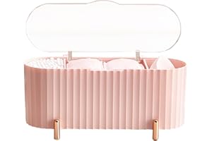 AILELAN Cotton Pad Holder, Pink Qtip Holder Cotton Swab Holder with 3 Comparments and Removable Divider, Cotton Pad Dispenser Cotton Wool Pad Holder, Qtip Dispenser for Cotton Swab & Cotton Pad Storage