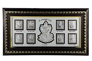 Hem Jewels 999 Pure Silver Astha Lakshmi Darshan Frame for Home Decor (15 x 8 Inches)
