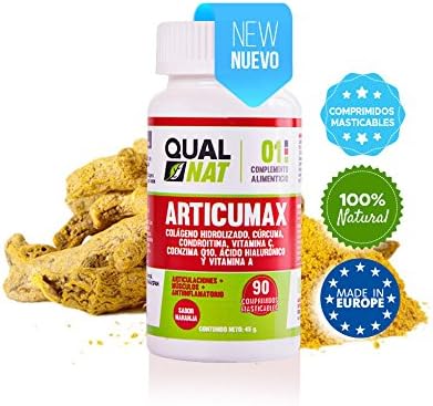 Collagen with Turmeric Extract to Help Our Bones and Joints – Tablets with Vitamin C, condroitina and Hyaluronic Acid – 90 Tablets Chewable Pineapple Flavour