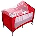 Produktbild COSTWAY Babybett Reisebett Klappbett Babyreisebett Kinderbett Kinderreisebett Laufstall + Wickelauflage mit Schaukelfunktion (rot)