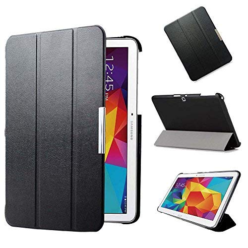 kuesn SM-T530 T531 Smart Schutzhülle für Samsung Galaxy Tab 4 10.1 Tablet Ultra Slim Flip Folio PU Leder Ständer Schutzhülle mit Magnetischer Auto Sleep & Wake up Schwarz Schwarz