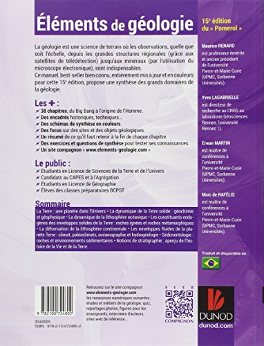 Eléments de géologie - 15e édition du Pomerol - Cours, QCM et site compagnon