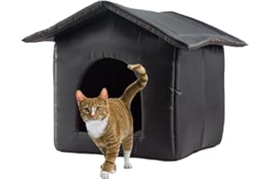 Gicov Feral Cat House for Outdoor Cat Insulated with Waterproof Roof Warm Cushion Weatherproof Protection Cat Dog Tent Stray Cat Shelter Pet House for Winter