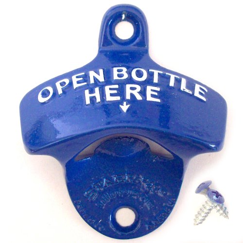 Wandflaschenöffner "OPEN BOTTLE HERE" orig. STARR-X aus den USA (blau)