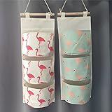 Inwagui Hängeorganizer Hängende Kombination mit 3 Tasche Wand Tür Wandschrank Speicher Beutel Baumwolltuch Hängeaufbewahrung – Flamingo A - 6