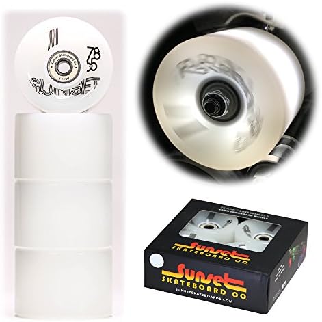 2017 Sunset Skateboards 65mm Longboard LED Light-Up Wheels Set with ABEC-7 Carbon Steel Bearings (4-Pack)