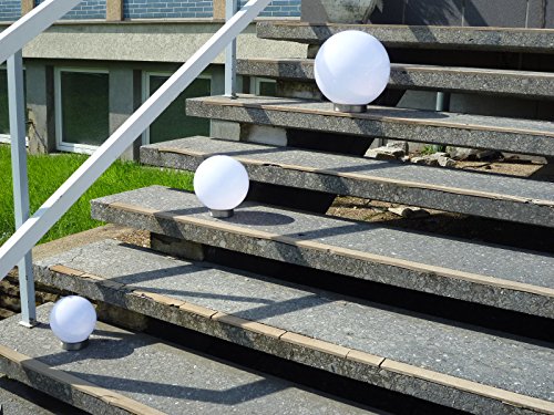 3 x LED Solarleuchte Gartenleuchte Kugelleuchte MARA mit Erdspieß Bodenleuchte Dekoration wahlweise umschaltbar zwischen LED kaltweiß und farbwechselnd (Durchmesser 20cm) - 7