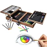 MUCHO CONTENIDO PARA TODOS LOS ARTISTAS - colores pastel al óleo de alta calidad, lápices de colores, plumones para acuarelas, acuarelas de 12ml, colores acrílicos, lápices, pinceles, goma de borrar y sacapuntas.