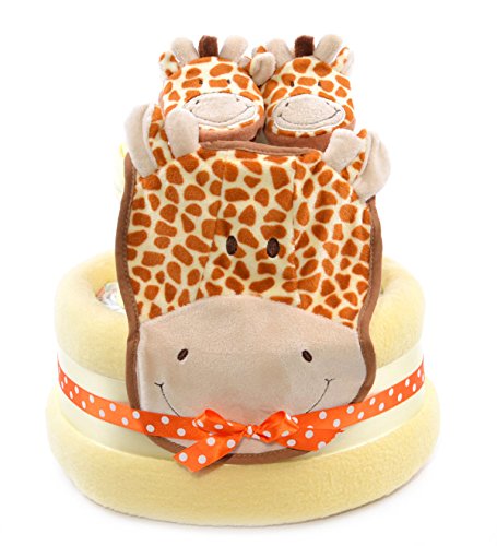 Giraffe Safari theme Unisex Baby Shower yellow Nappy Cake Hamper Gift - FAST & FREE DELIVERY!