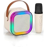 Mini Kablosuz Bluetooth Karaoke Hoparl&ouml;r Kareoke Makinesi &Ccedil;ocuklar İ&ccedil;in Evde Karaoke Seti (Bej)