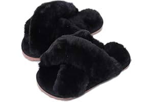 Hitopteu Pantofole Donna Peluche Casa Scarpe Bambini Invernali Slippers Ciabatte Aperta Pantofole Pelose Fluffy Infradito