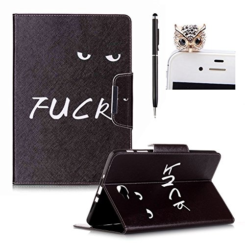 für Samsung Galaxy Tab A 10.1 Hülle Auge Fuck Muster,SKYXD [Auto Schlaf/Wach Funktion] PU Folio Klappbar Schutzhülle [Standfunktion/Brieftasche Kartenfach/Magnet] Klapphülle mit [Eule Handyanhänger + Eingabestift] 3 in 1 Zubehör Handy Tasche Etui for Samsung Galaxy Tab A 10.1 Zoll T580N T585N Bookstyle Flip Case Leather Cover With [Stylus and Dust Plug]