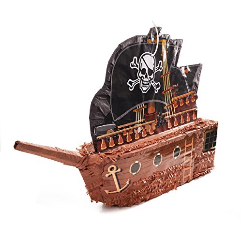 PINATA-SET: Pinata Piratenschiff + 144 Goldmünzen + Schläger + Maske + Süßigkeiten-Füllung - 2