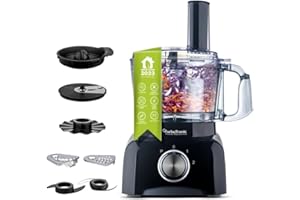 TURBOTRONIC BY Z-LINE TurboTronic Procesador de Alimentos 800W, 6 Velocidades, Bol de 1.2L, Cuchillas de Acero Inoxidable, Diseño Compacto y Multifuncional para Cortar, Rallar, Mezclar y Batir