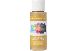 DOCRAFTS ARTISTE Artiste Acrylic Paint 59ml 2Oz Metallic Antique Gold, Quick-Drying Professional Art, Craft And Hobby Artists Paint, Vibrant Colour, Water-Based Paints Cover All Surfaces With Ease, Ideal For Travel Artists