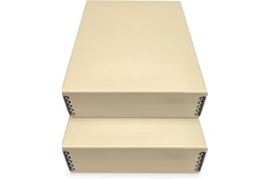 Golden State Art, Archival Storage Box, Acid-Free Drop Front Museum Box with Metal Edge for Storing Artwork Photos Documents Prints Arts and Crafts (Tan-9x12x3 Inches) Pack of 2