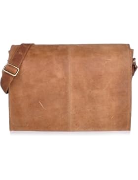 Leder Umhängetasche URBAN FOREST Cntmp XL-Messenger Bag Umhängetasche DIN-A4 Aktentasche Echt-Leder Tasche 42x28x9cm...