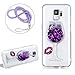 Price comparison product image Liquid Case Cover For Samsung Galaxy S9 Plus Clear Crystal, Girlyard Soft Silicone Wine Glass Pattern Hourglass Case Cover Stars Flowing Glitter Bling Diamond Case Cover with Rose Red Sexy Lips and Purple Lanyard Strap