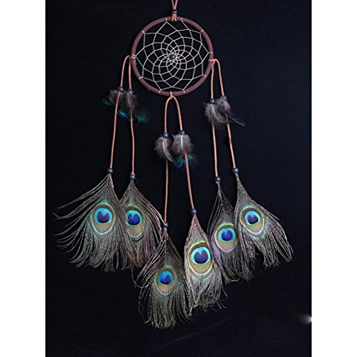 Tinksky Traumfänger mit Federn und Perlen Hanf Seil Wind Chime Wand hängende Dekoration - 3