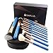 75%SALE!SIXPLUS Make up Brushes, Makeup Brush Set Professional Cosmetics Essential 12 Pieces Shining Handle Makeup Brush Set Synthetic Hair with High-end Makup Bag and Gift box(Black & Blue)(blue)
