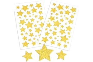 WISHSTAR Weihnachten Aufkleber Sterne, 10pcs Sticker Stern Gold, 420x Glitzer Gold Sterne Aufkleber Selbstklebend für Scrapbooking, Adventskalender Weihnachtsdeko Geschenk Aufkleber