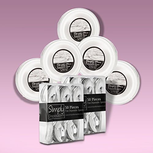 200 Piece Desert Bowl And Spoon Set With Silver Rims For 100 People