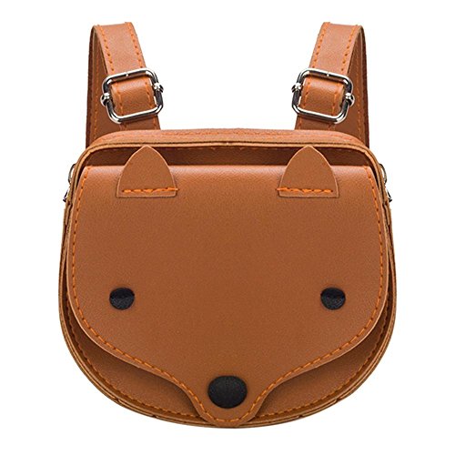 UEB Mini Zaino in Pelle PU a Forma di Volpe Carina Zainetto Bambina Borsa da Scuola di Cartone per Ragazze Zaino per Bambini (Marrone)