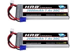 HRB POWER HRB LiPo Batterie 2600mAh 7.4V 30C 2S pour Passe-Temps RC Toys RC Car RC Hélicoptères RC Avion RC Bateau RC Truck (7.4V 2600MAH 30C EC2)