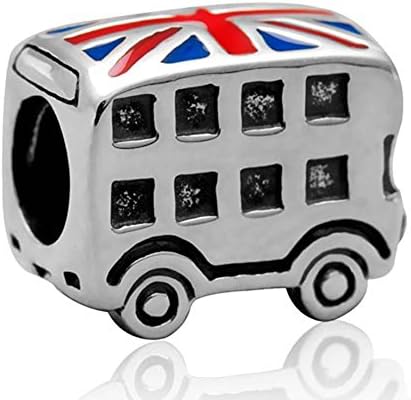 Soulbead Travel Charm UK 925 Sterling Silver London Double Decker Tour Bus Bead for European Bracelet Compatible
